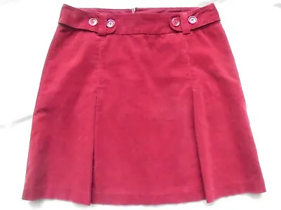 Laura Ashley - Skirt - Size 14 - Waist 35  Approx - Deep Red Needlecord • £11.99