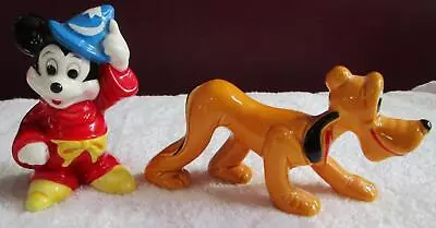 Vintage Japan Disney  Fantasia Mickey Mouse And Pluto Dog Figurine Set  • $18