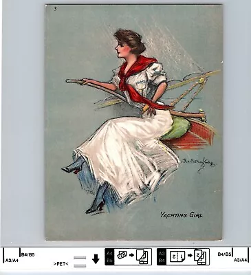 Hamilton King Yachting Girl Artist Signed Poster 8 X6  C1910 Rich Colors  Vintag • $27.95