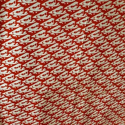 Vintage Sewing Fabric Red & White Bi Plane Airplanes Flying 38x31  Cotton • $8.61