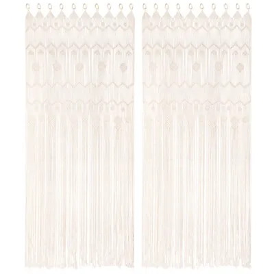 Boho Macrame Window Curtains Hand Woven Wall Hanging Tapestry Wedding Backdrop • $38.95