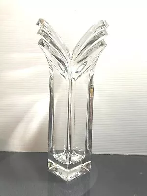 Vintage Mikasa Art Deco V-Flute German Lead Crystal Flower Vase Tall Collectible • $52