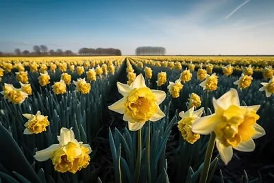 Daffodil Flowers White Cream Field Canvas Print Wall Art Framed Picture 30 X20  • £33.67