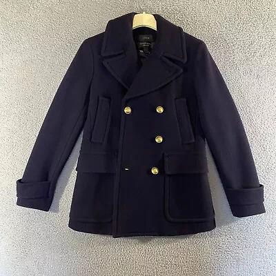 J Crew Jacket Womens 2 Blue Stadium Cloth By Nello Gori Majesty Peacoat Wool • $79.99