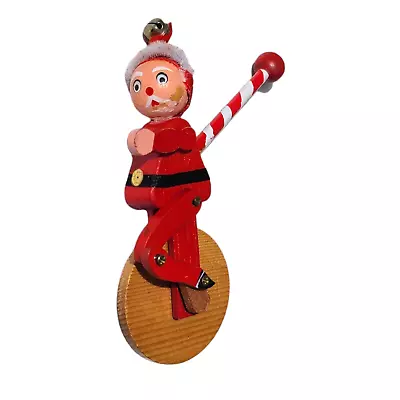 Vintage Christmas Wood Push Toy Mechanical Figure Santa Unicycle • $6