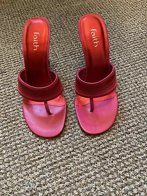 Faith Pink Leather Toe Post Heels Size 6 • £12