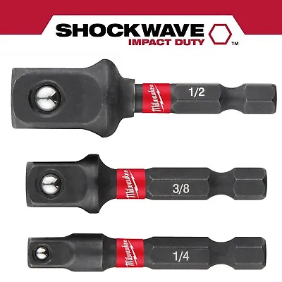 £9.69 • Buy Milwaukee Socket Adaptor - 3pc Special Offer Set 1/4, 3/8, 1/2 - Drill / Impact