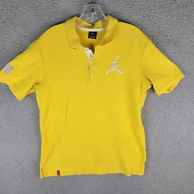 Nike Air Jordan Men's Yellow Embroidered Jumpman Short Sleeve Polo Shirt Medium • $39.99