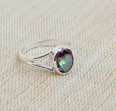 Mystic Topaz 925 Sterling Silver Statement Beautiful Dainty Ring All Size MS228 • $12.63