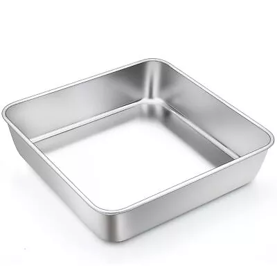 Square Cake Pan 9 Inch Stainless Steel Square Baking Roasting Pan For Cake Brow • $16.70