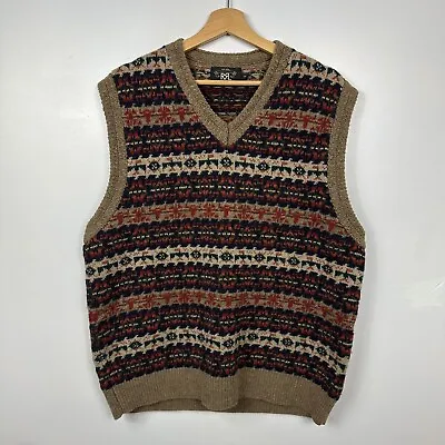 RRL Double RL Polo Ralph Lauren Knit Vest Wool Linen Aztec Fair Isle Mens XXL • £299.95