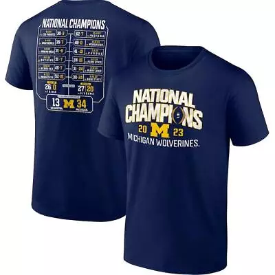 Michigan Wolverines Football 2023 National Champions Schedule T-Shirt - Navy • $6.95