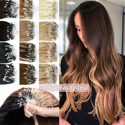 Micro Beads Link Hair Extensions Micro Ring Loop Real Human Hair Fashion Colors • $26