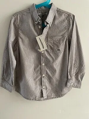 Miniman Brown Stripe Shirt Age 6years DIGITAL DESIGN Button Front . • £12