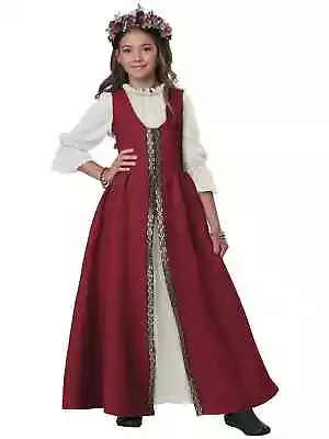 Renaissance Faire Red Dress Medieval Maid Marion Princess Child Girls Costume • £53.10