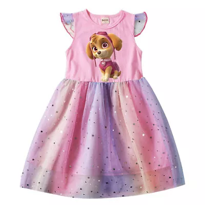 Kids Girls Cartoon Characters Rainbow Mesh Dress Princess T-Shirt Tutu Dress *// • £7.28