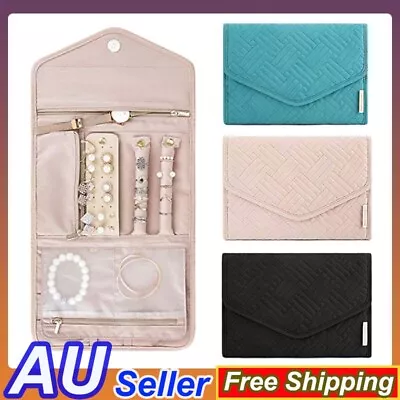 $18 • Buy Foldable Jewelry Case Jewellery Pouch Roll For Journey Organiser Travel Black