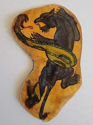 Vintage Original Panther Snake Biker 1%er Tattoo Flash Cut Folk Art Texas 3x6 • $29