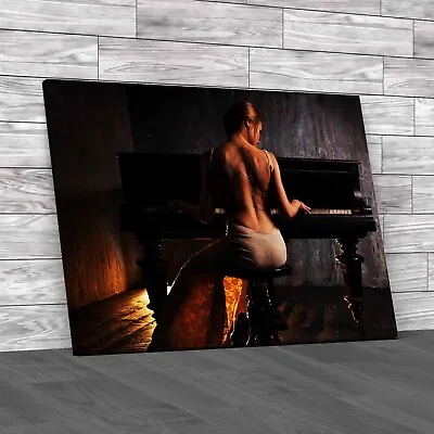 Sensual Woman Captivating With Piano Melodies Canvas Print Large Picture Wall • £14.95