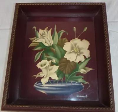 Vtg 40s 50s Turner Wood Framed Floral Print 7  X 8   • $28