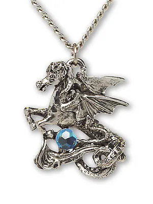 $9.99 • Buy Pegasus With Blue Faceted Crystal Ball Silver Finish Necklace NK-420