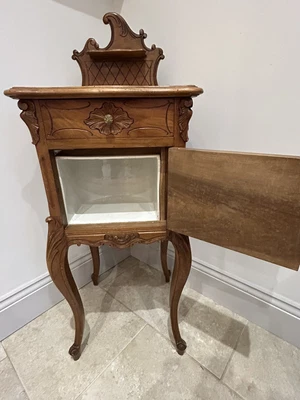 £199 • Buy Stunning Antique French Marble Top Ornate Pot Cupboard Bedside Table