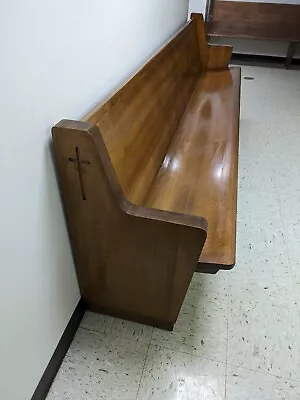 Solid Oak Church Pew With Kneelers Bookshelves 9 Feet Wide! • $175