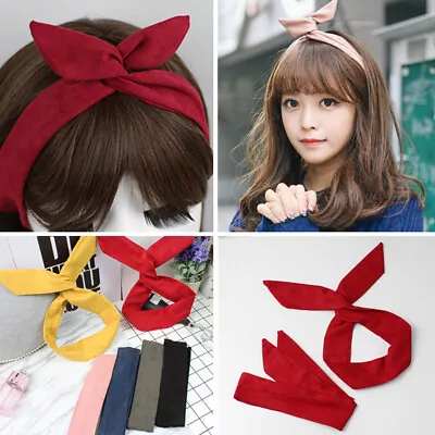 Womens Wired Headband Retro Scarf Wire Hair Band Rabbit Ear Hairband Headwear • $2