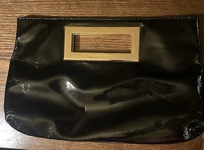 MICHAEL KORS Clutch Purse Berkeley Black Genuine Patent Leather Bag Holiday • $44.99