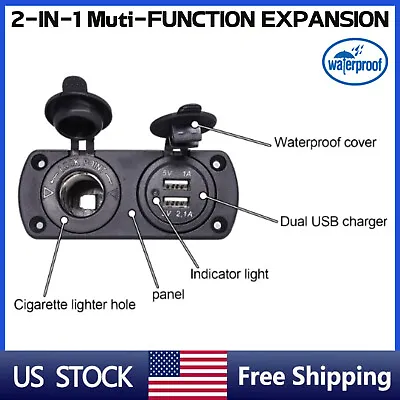 Dual USB Port Car Cigarette Lighter Socket & Charger Power Adapter Outlet 12V • $12.99