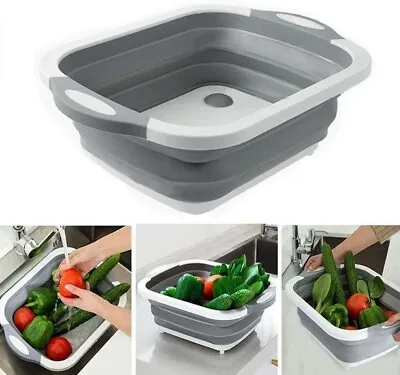 3IN1 Collapsible Washing Up Bowl Foldable Chopping Cutting Board • £8.99