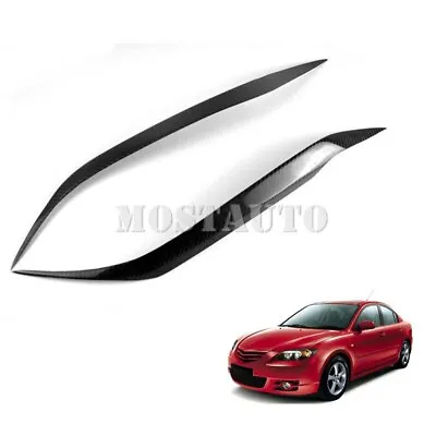 For Mazda 3 Mazda3 BK Carbon Fiber Headlight Eyebrow Eyelid Cover Trim 2003-2008 • $51.28