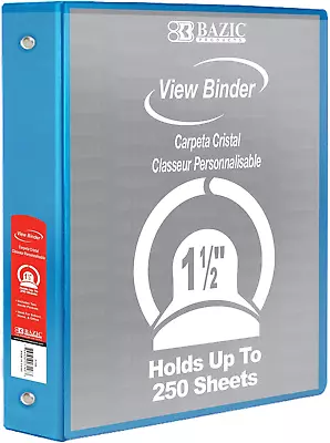 BAZIC 3 Ring Binder 1.5  Economy View Binders Organizer - Cyan Round Ring Hold • $11.75