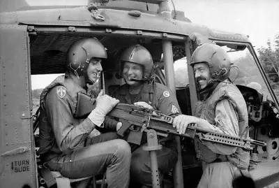 Vietnam  War  Photos --   UH-1 Huey + Door Gunner • $3.99