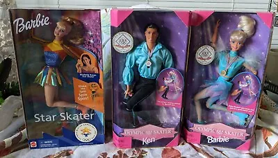 Vintage Lot 1997 Barbie & Ken Olympic USA Skater & Barbie Star Skater NIB • $16.98