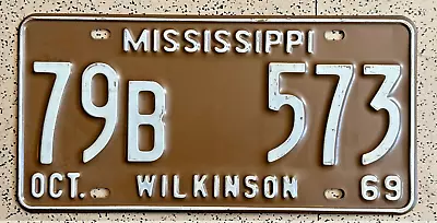 1969 MISSISSIPPI License Plate - WILKINSON CO ORIGINAL Vintage Antique Auto Tag • $39.99