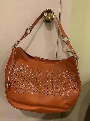 Via Spiga Orange Leather Handbag Gold Studded NWT $300.00 MSRP • $40