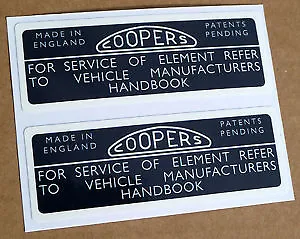 MG COOPERS Air Filter Housing Decals / Labels 1962-74 MGB MGBGT  • $6.95