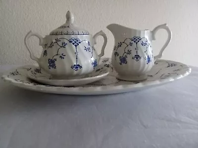 Vintage Myott Finlandia Staffordshire Sugar Bowl /lid Plater/ Creamer And Saucer • $59.99