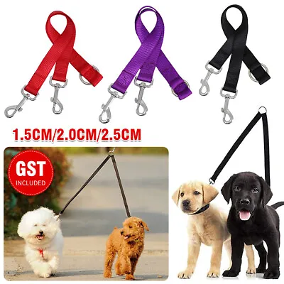 $5.99 • Buy 2 Way Double Dual Dog Leash Lead Walk 2 Dogs With One Lead Coupler Nylon Harness