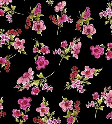 Loralie Designs - Jumbo Floral - Black Quilting And  Crafting Cotton Fabric  • $12.99