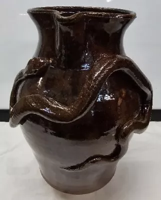 MARVIN BAILEY Southern Primitive Folk Art Pottery Snake Handled Pitcher Jug • $249.99