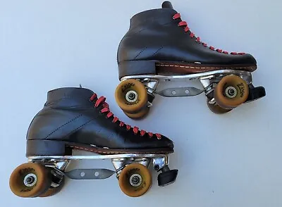 Vintage Riedell Red Wing Black Leather Roller Skates 1980's Sure Grip XK-4 • $199.95