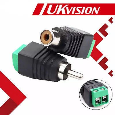 Speaker Wire Cable To Male / Female RCA LED Connector Adapter Plug Jack • £3.80