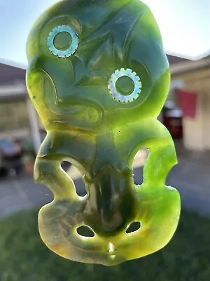 Nephrite Maori Greenstone Pounamu Des HETHERINGTONs  LARGE HEAD  Medium Hei Tiki • $809.19