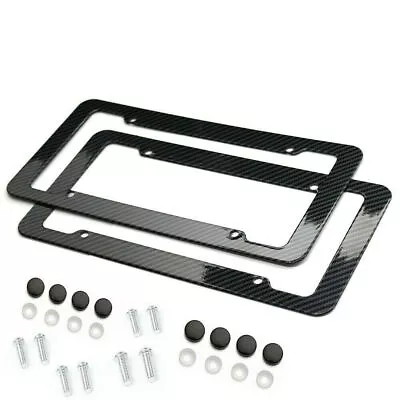 2pc Carbon Fiber Style Set Plastic License Plate Frames For Front & Rear Braket • $20.87