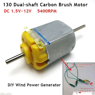 DC1.5V-12V 5400rpm Dual Shaft Carbon Brush Mini 130 DC Motor Toy Generator DIY • $1.95