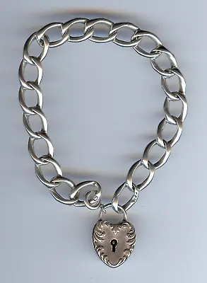 Vintage Sterling Silver Padlock Heart Starter Charm Bracelet • $125