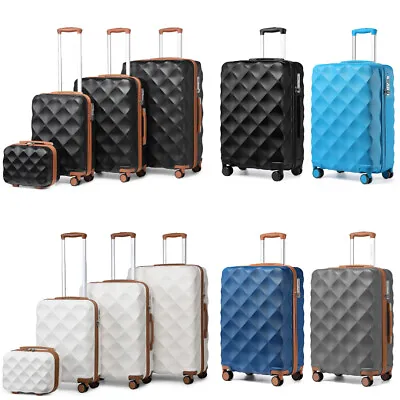 13/20/24/28Inch Hard Shell Suitcase Set Hand Luggage 4 Wheels ABS+PC Travel Case • £39.99