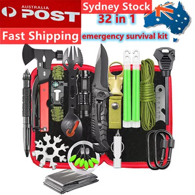 Camping Equipment Survival Kit Camping Gear Survival Gear Multi Kit Gear 32Pcs • $46.98